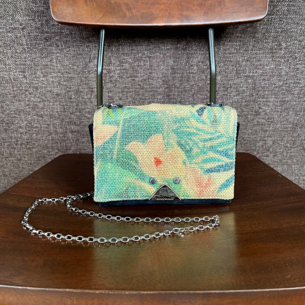 Emporio Armani Clutch Bag with Flower Pattern and Chain Strap